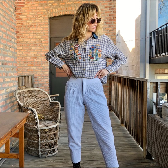 Vintage 90s Crushed Fabric Mom Jeans - Picture 2 of 6